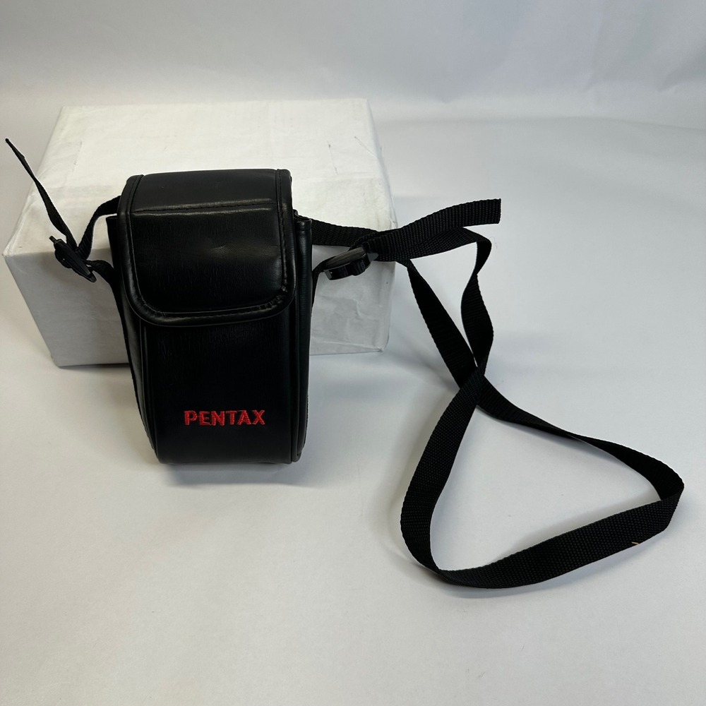 Pentax Black Faux Leather Camera Bag Red Logo Adjustable Strap Belt Loop Case